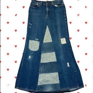 Denim Patchwork Ungaro Maxi Skirt